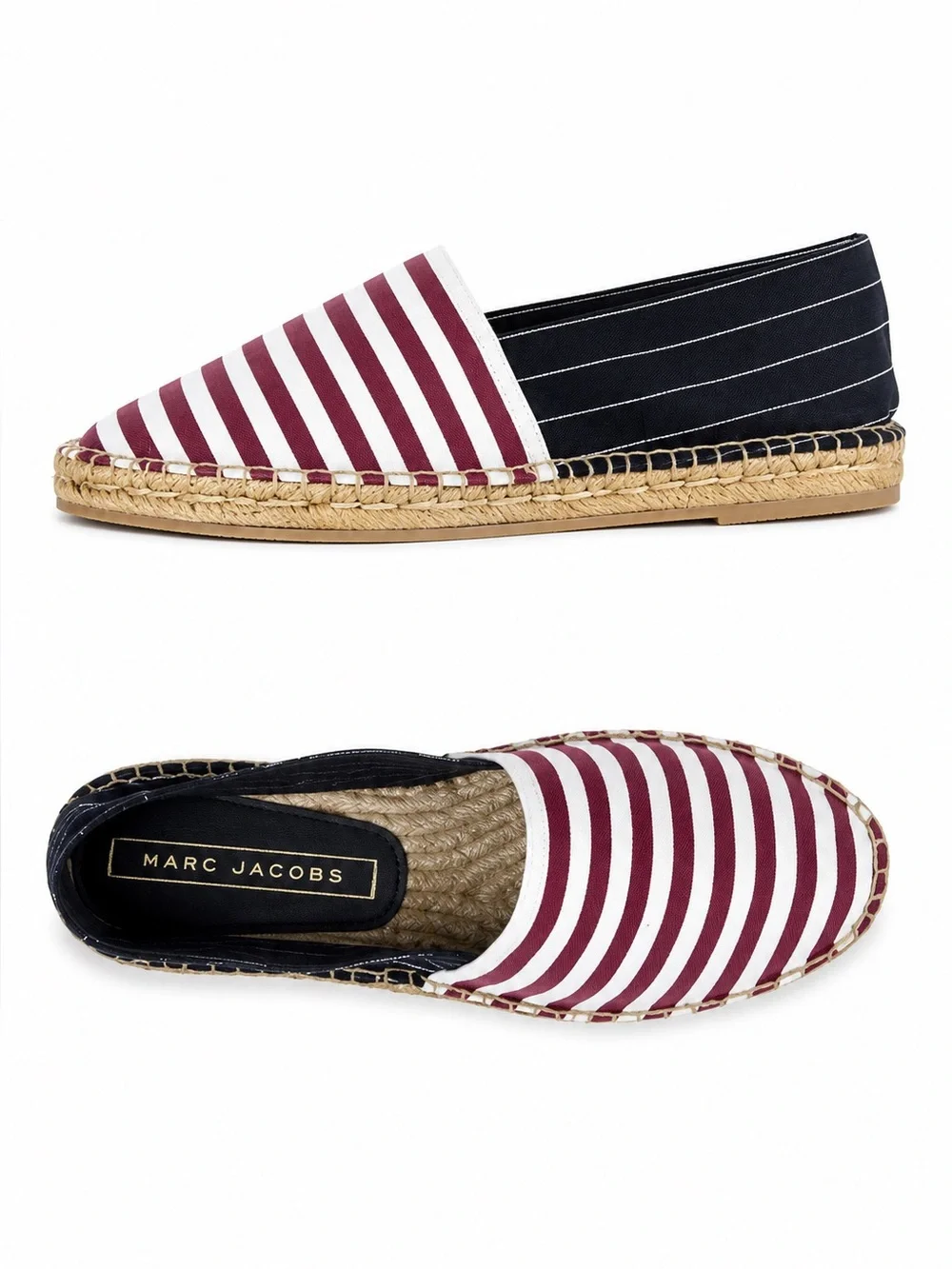 Marc Jacobs Sienna Espadrille Flats Striped Slip-On Canvas Shoes Size 9.5 NEW